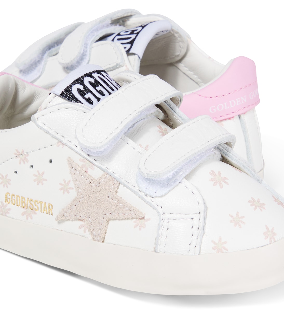 Кожаные кроссовки Baby School Golden Goose Kids, White/Light Beige/Pink — фото 4
