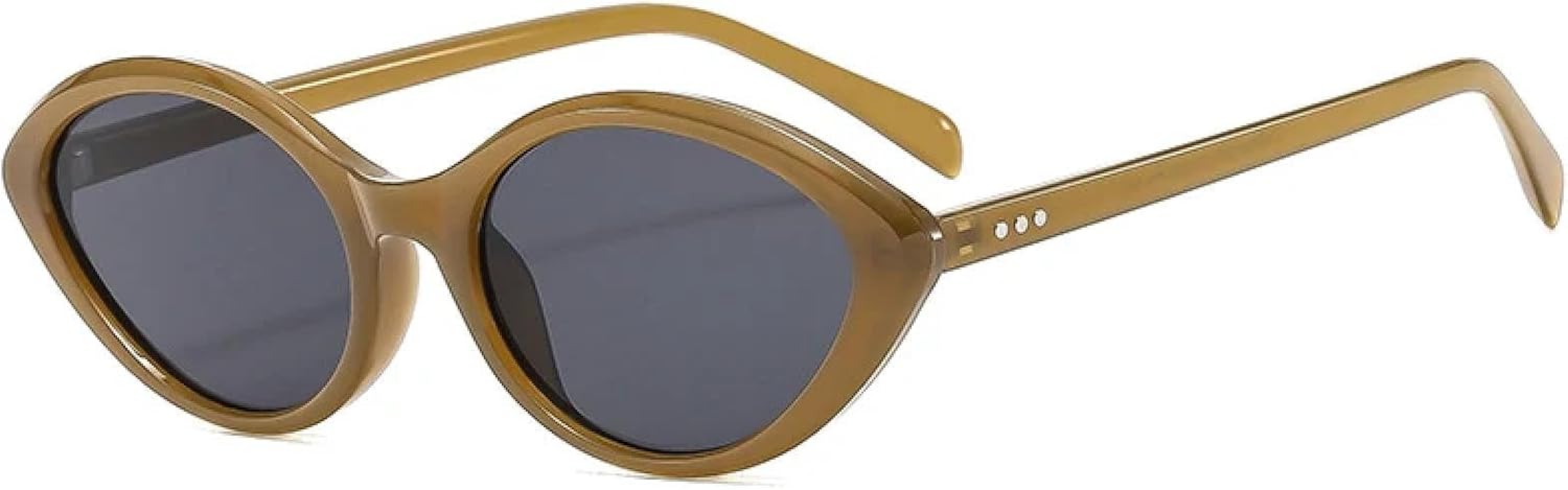 

Модные маленькие солнцезащитные очки «кошачий глаз» для женщин, модные солнцезащитные очки с градиентным покрытием UV400, винтажные очки с заклепками для мужчин HHZZYVY, Olive Green Gray