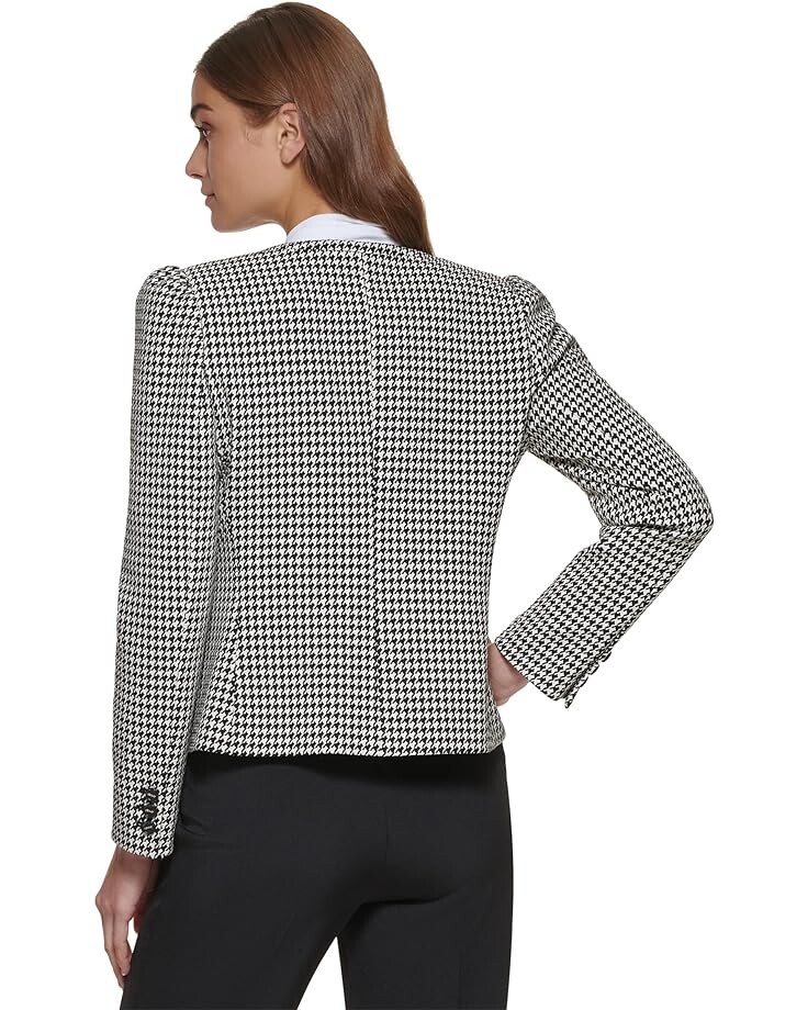 

Блейзер DKNY Collarless Puff Sleeve Blazer, черный/белый