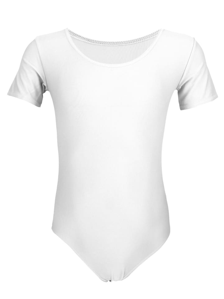 

Aquarti Детский балетный купальник с короткими рукавами, однотонный белый