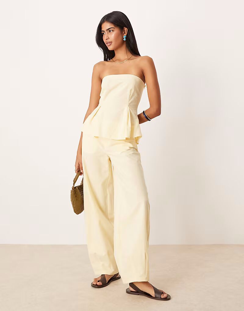 

Брюки-бочонки из льняной смеси ASOS DESIGN в цвете пахты