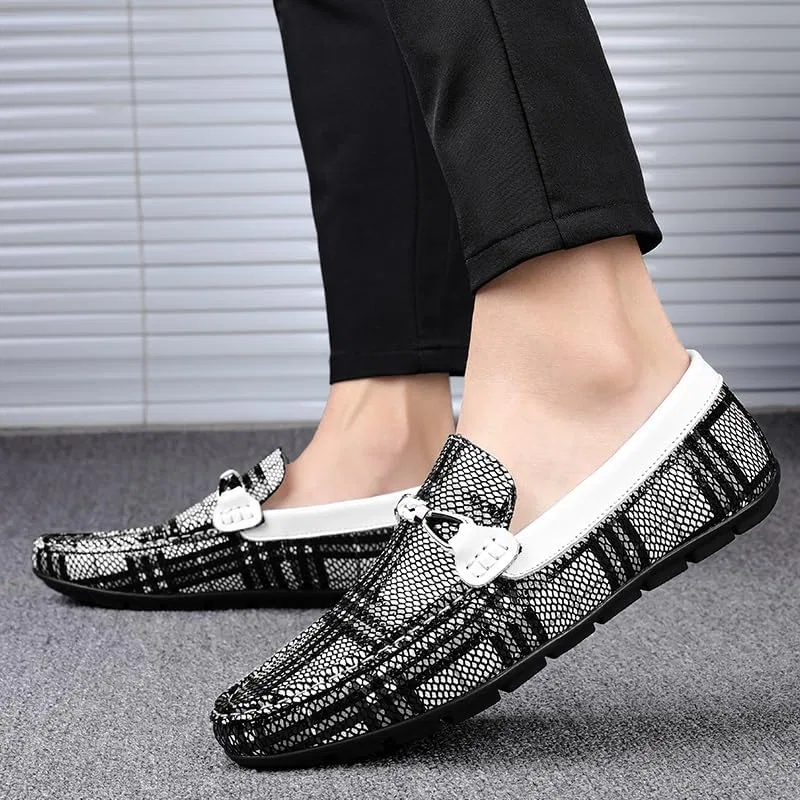 Лоферы для мужчин двухцветные из ПУ кожи, Loafers for Men, сине-белый SayfuR — фото 2