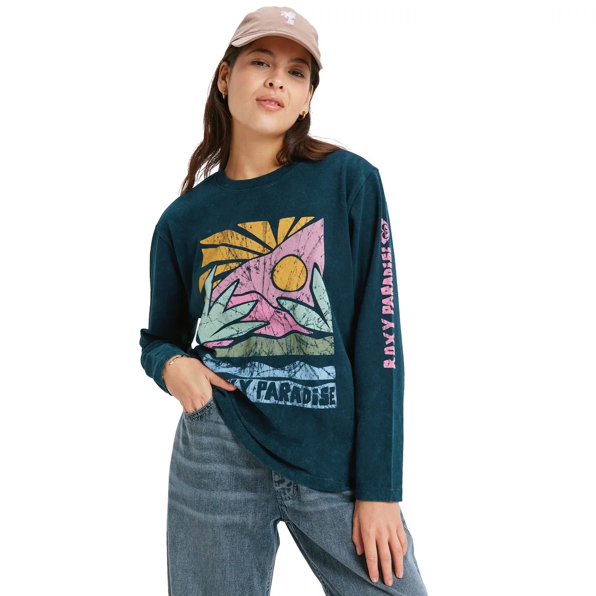 

Футболка для женщин Hangloose Washed Roxy, темно-синий