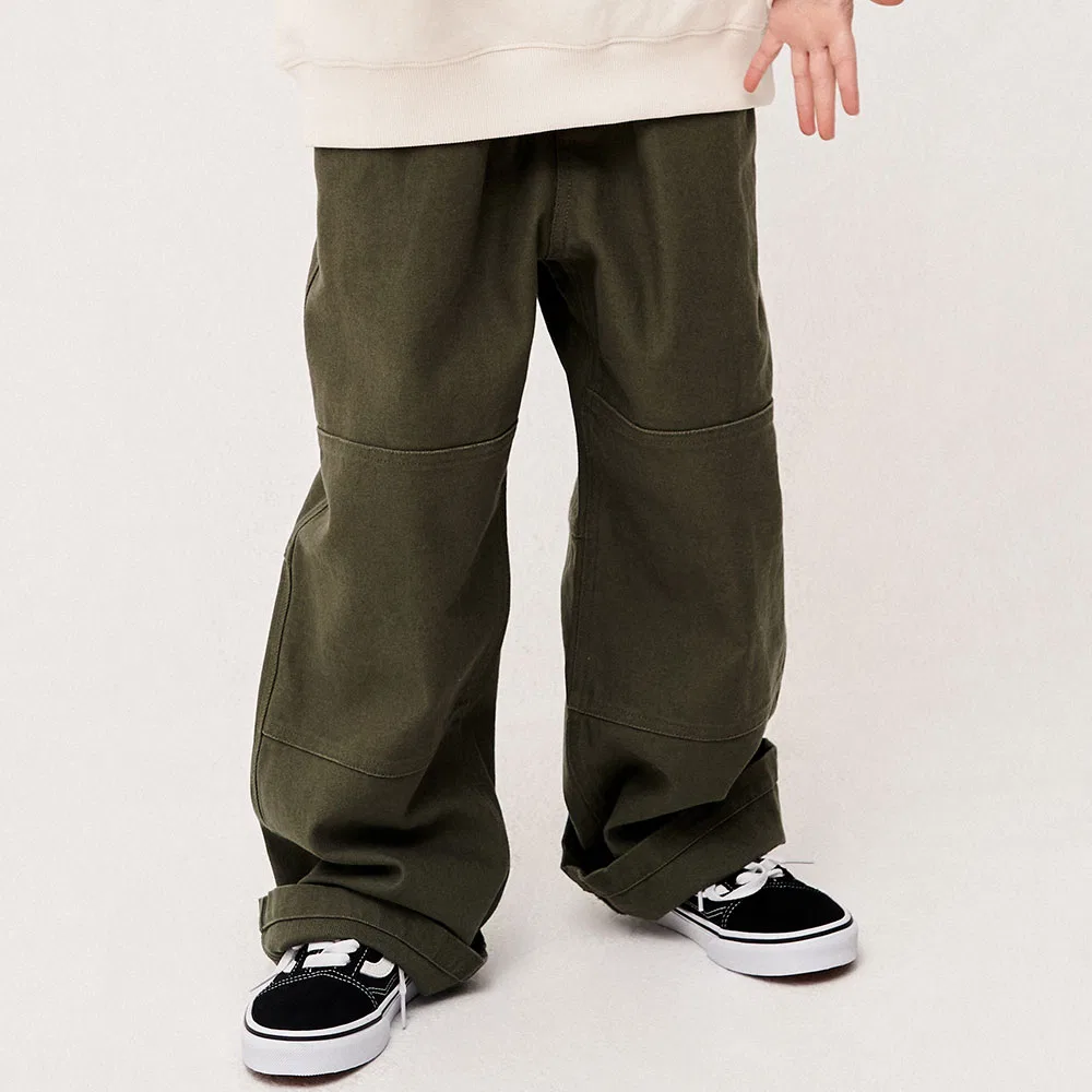 Детские тканые брюки Straight Fit Utility оливковые от Covernat Kids