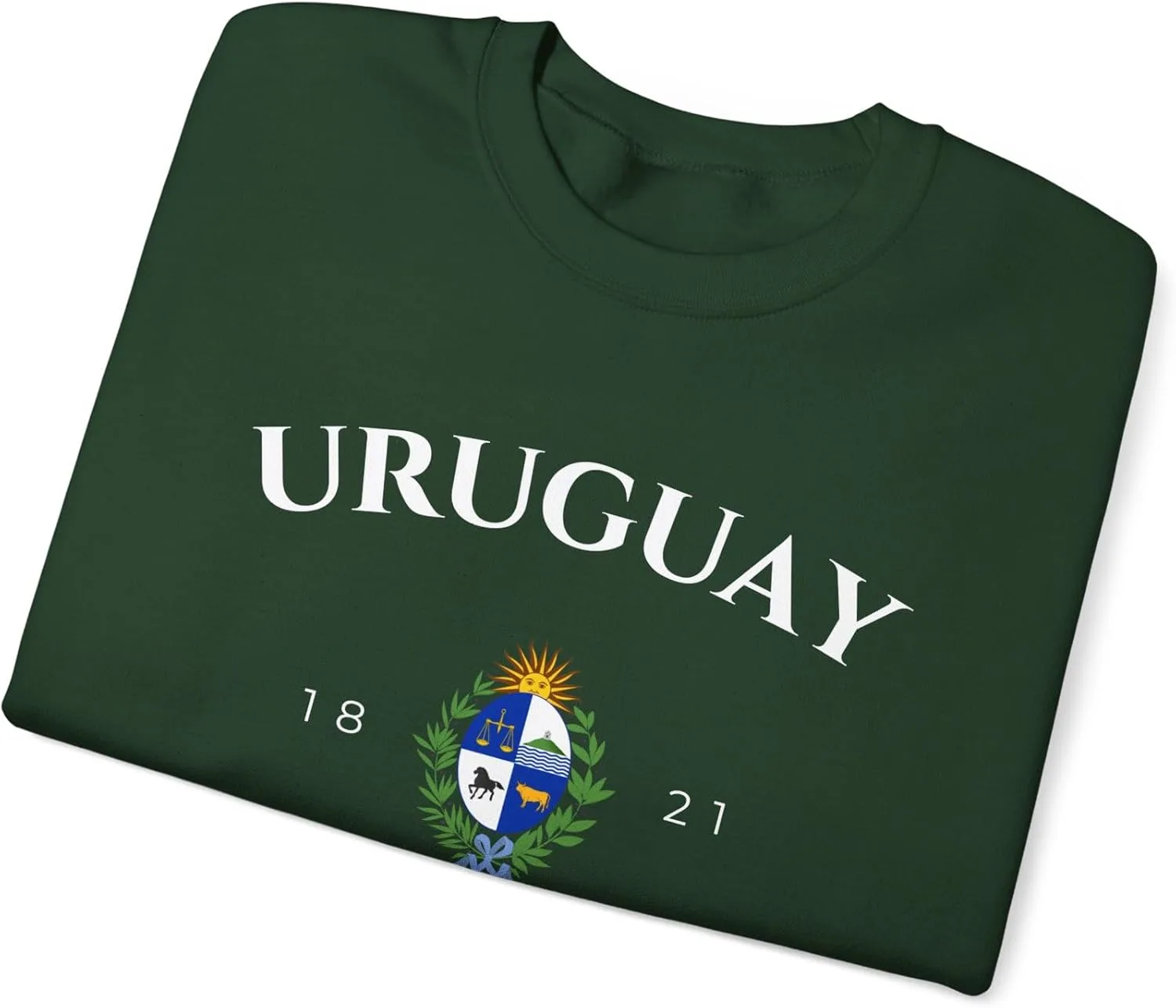 Толстовка Unisex Heavy Blend с круглым вырезом, герб Уругвая GENERIC, зеленый — фото 3