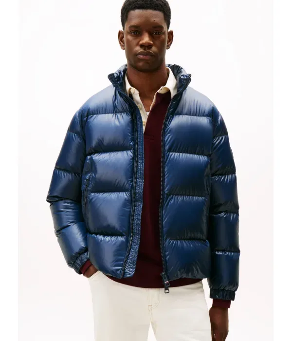 Блестящая пуховая куртка regular fit Tommy Hilfiger, темно-синий