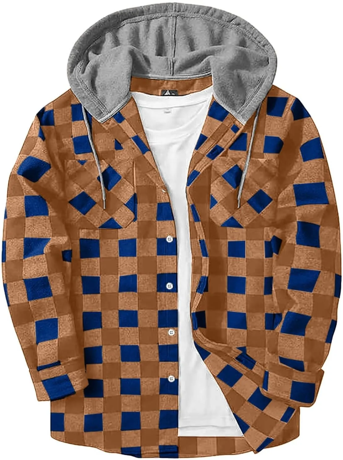 

Мужская легкая рубашка-толстовка на пуговицах с капюшоном