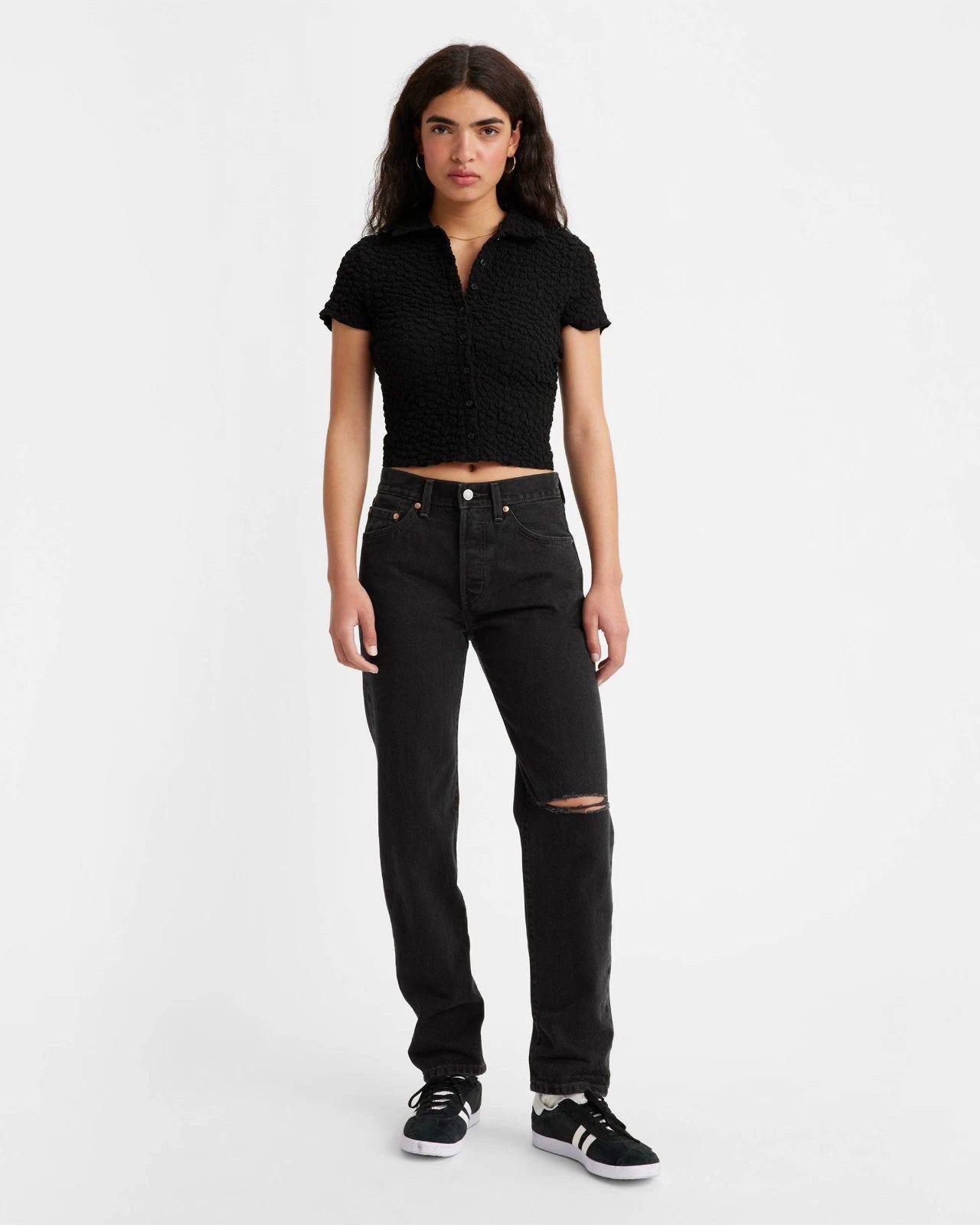Джинсы Levi's Premium 501 '81, женские, черные, с потертостями, зауженные книзу, KFC145 Levi'S, черный — фото 3