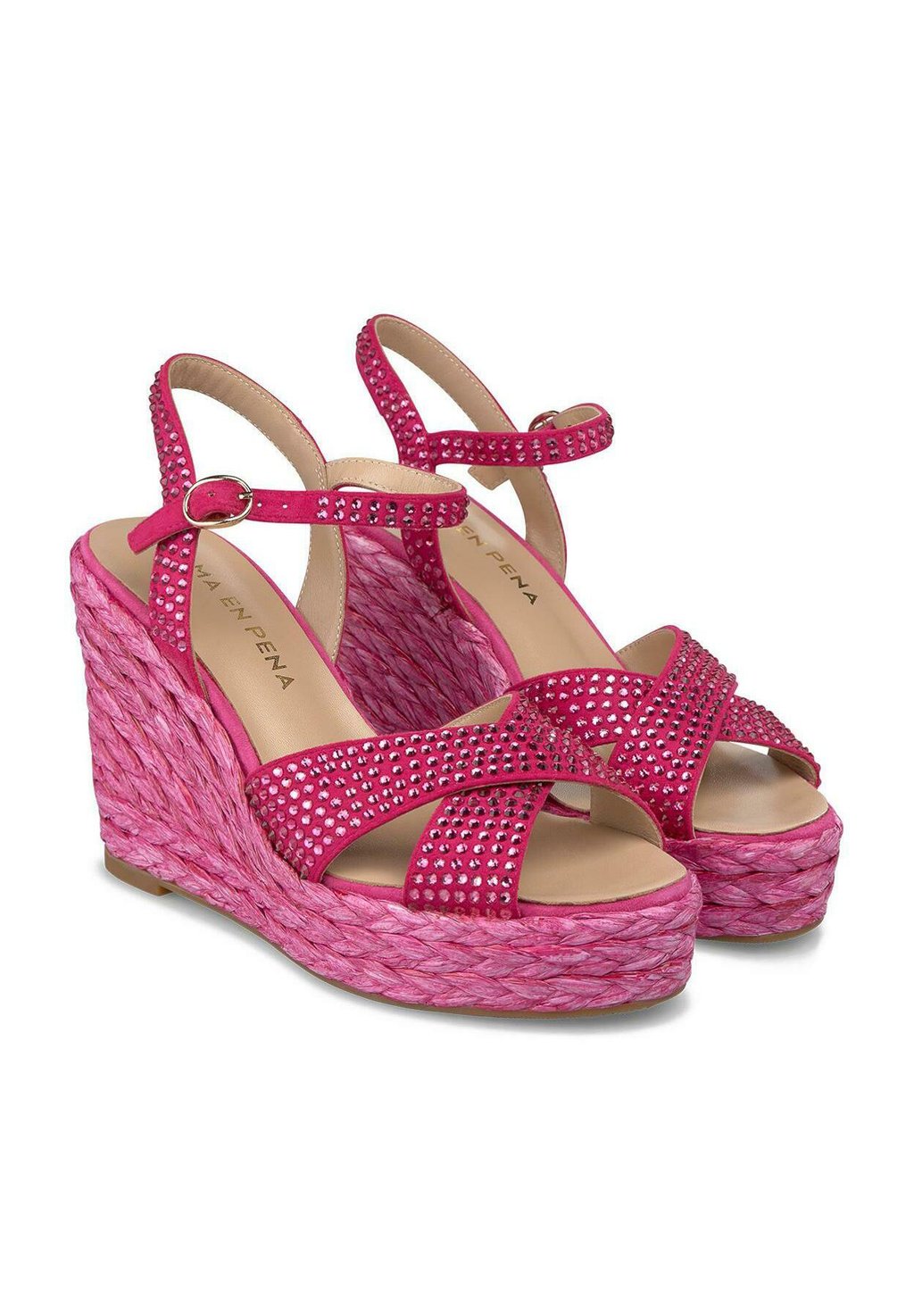 Босоножки на танкетке CON PUNTERA REDONDEADA YCIERRE CON HEBILLA - High heeled sandals Alma en Pena, цвет Fucsia Jaspeado — фото 3