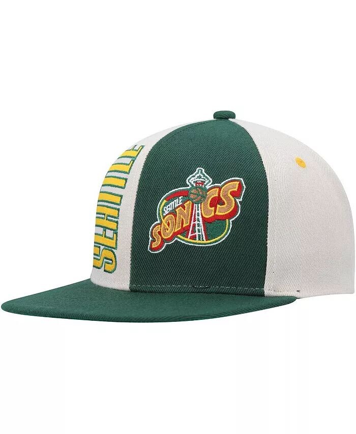 

Мужская кремовая, зеленая кепка Seattle Super Sonics Hardwood Classics Pop Snapback Mitchell & Ness, слоновая кость/кремовый