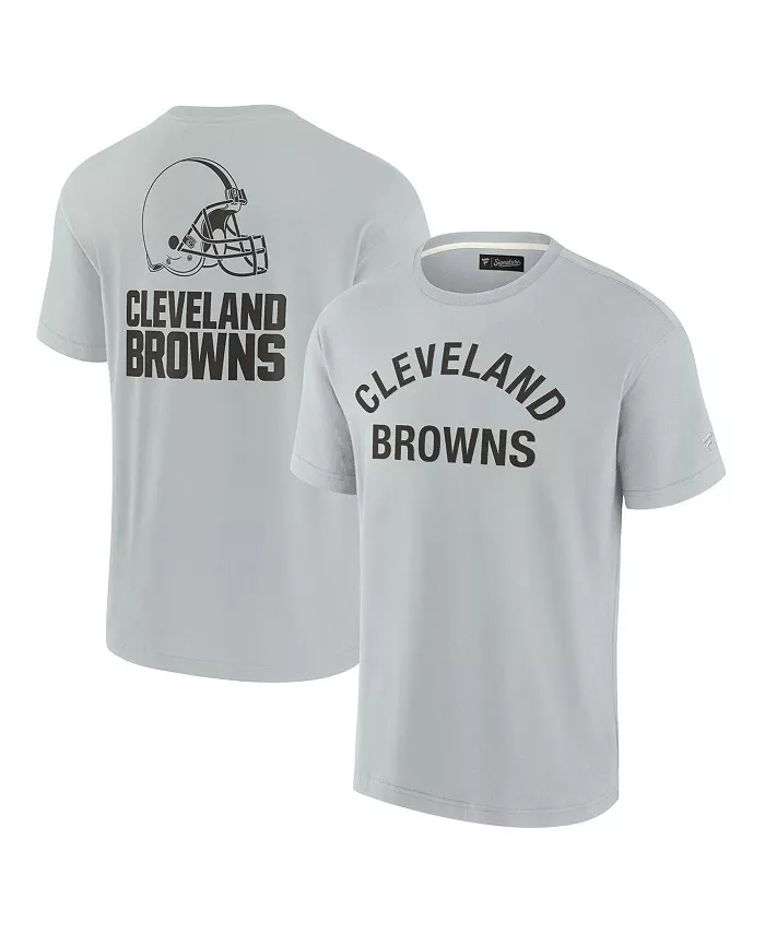 

Мужская и женская серая футболка Cleveland Browns с коротким рукавом, супермягкая Fanatics Signature