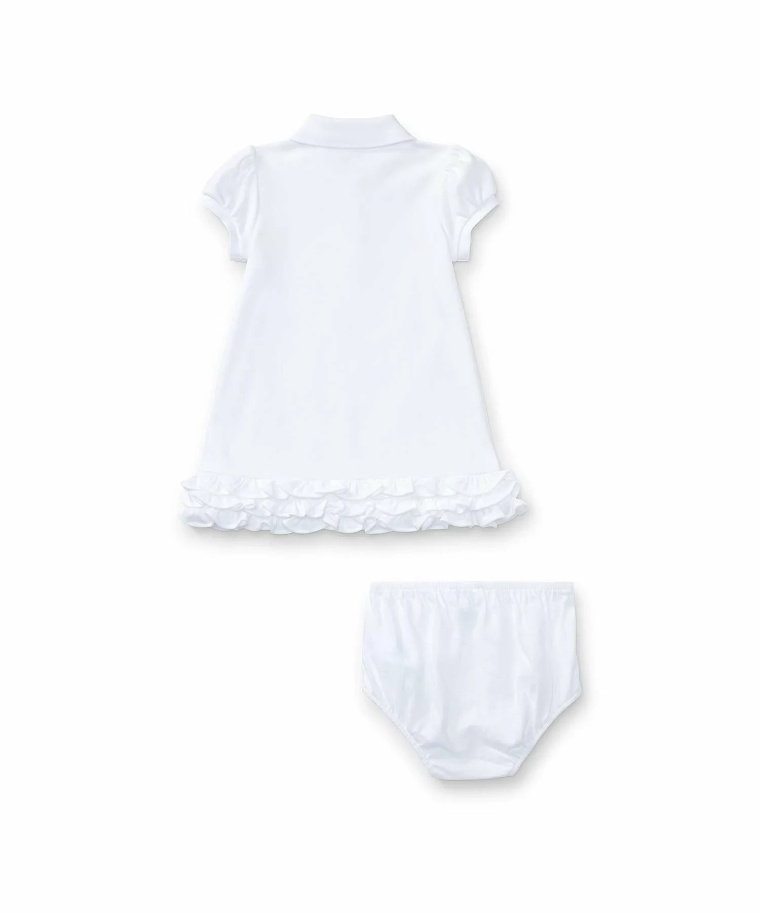Детское платье-поло с оборками и панталоны Polo Ralph Lauren, 100 White — фото 2