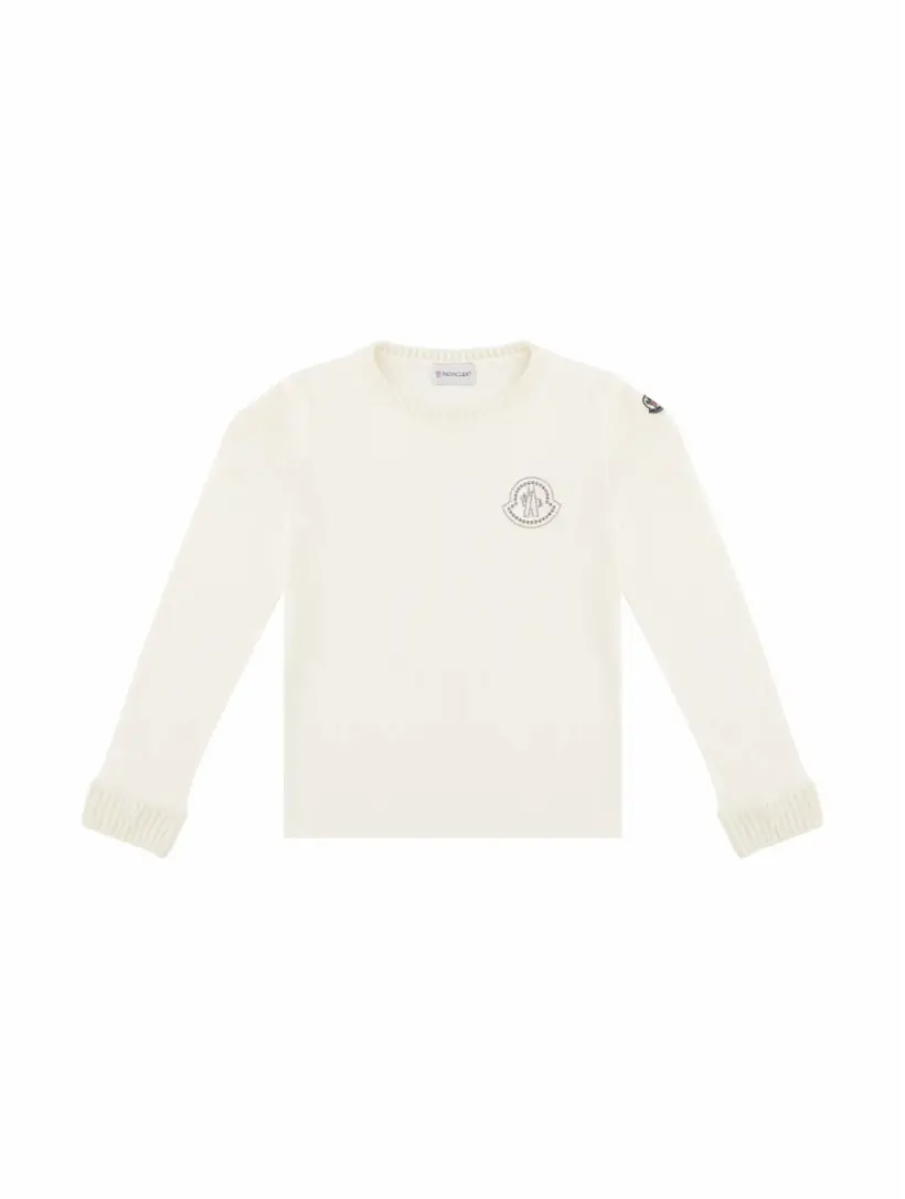 

Хлопковый лонгслив с логотипом Moncler, бежевый