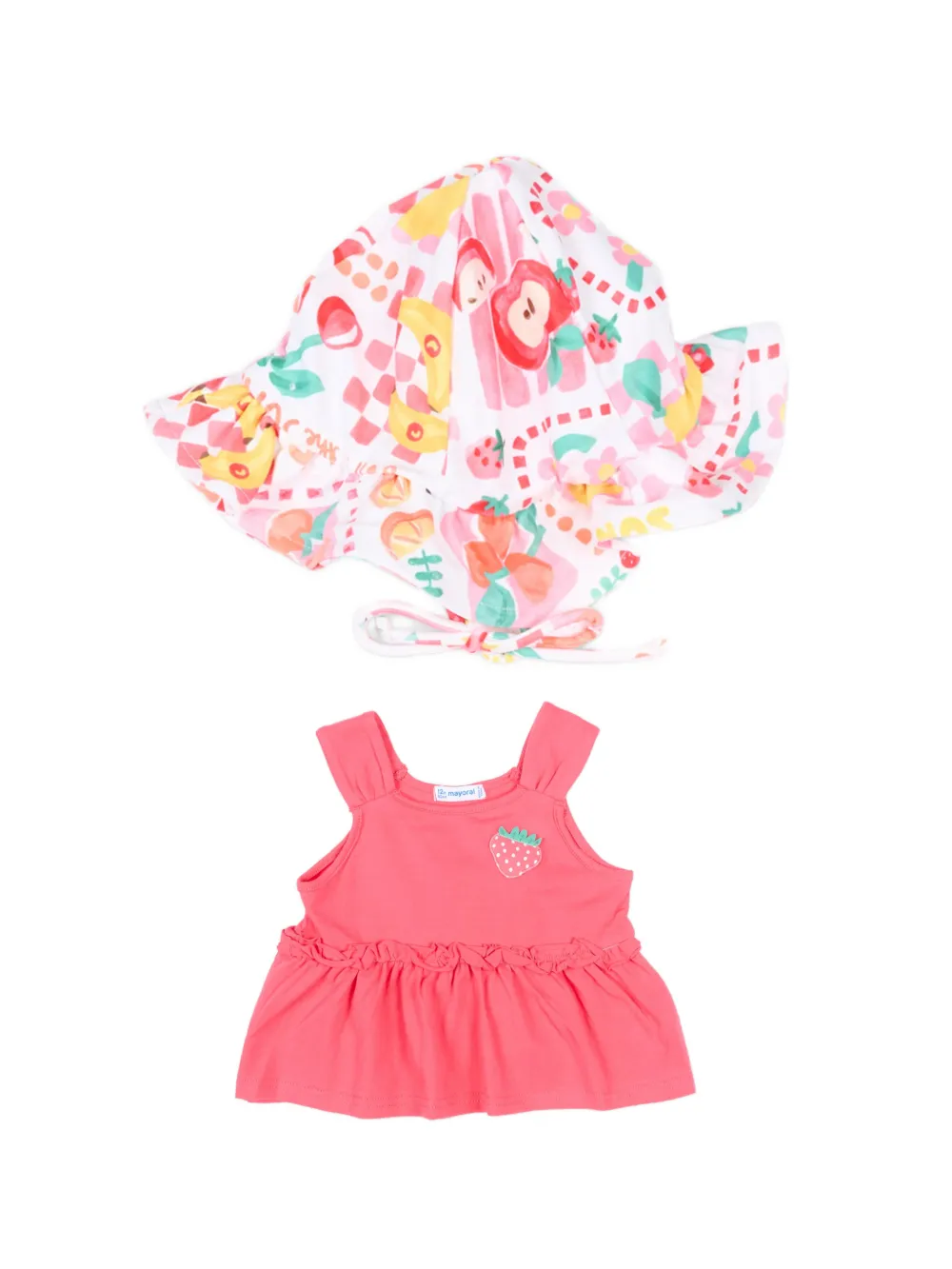 

Купальник с оборками и фруктовым принтом (набор из трех предметов) Mayoral, розовый
