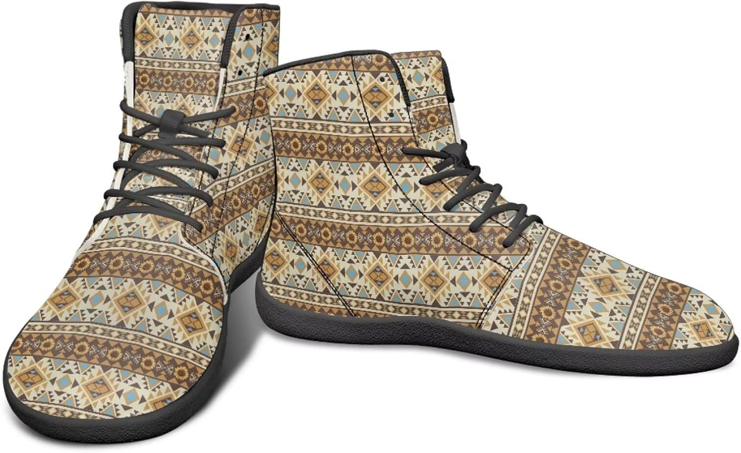 

Мужские кроссовки для бега с высоким верхом и этническим племенным дизайном, обувь для устойчивой стойки, с широкой носочной частью, спортивная и повседневная обувь Watdotory, Aztec Tribal Pattern