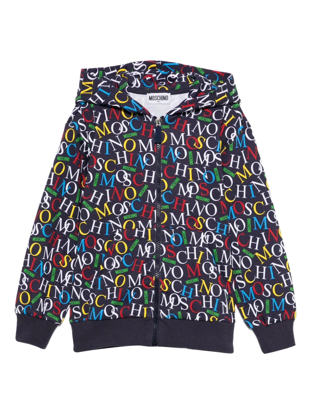 

Худи на молнии с логотипом Moschino Kids, синий