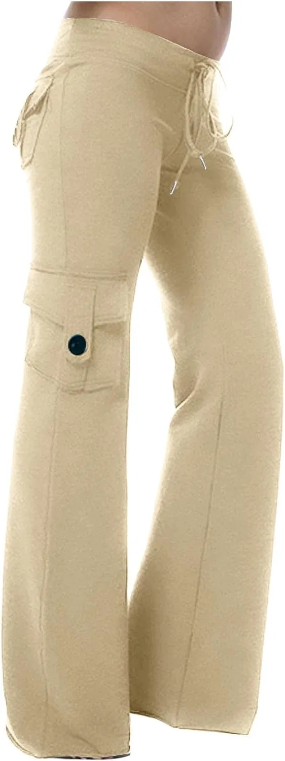 Брюки карго женские, высокие, широкие, Beige