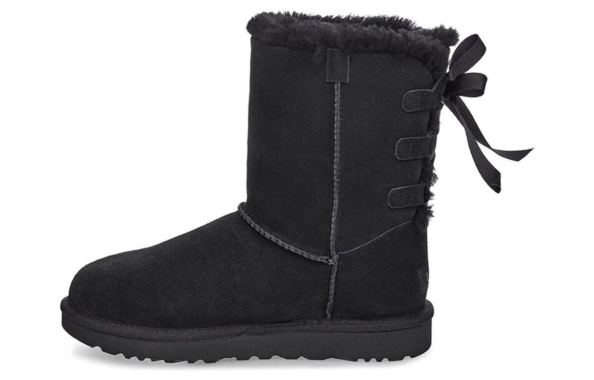 Сапоги зимние женские UGG с бантом, черный