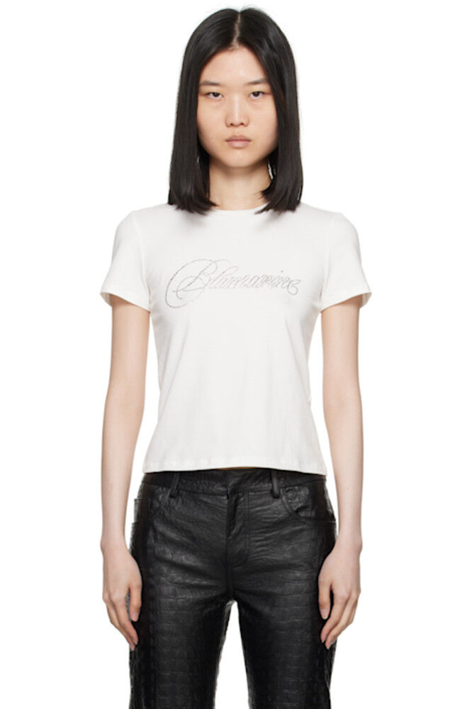 

Белая футболка с логотипом Crystal Cut Blumarine