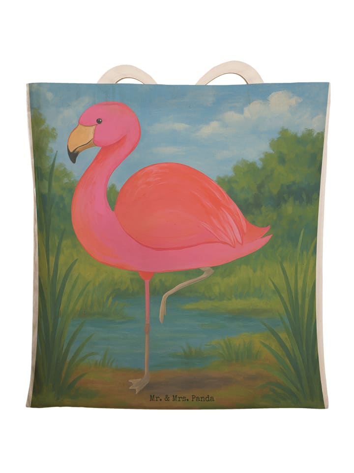 

Сумка-шоппер Flamingo Classic Design из ткани без S... белого цвета Mr. & Mrs. Panda