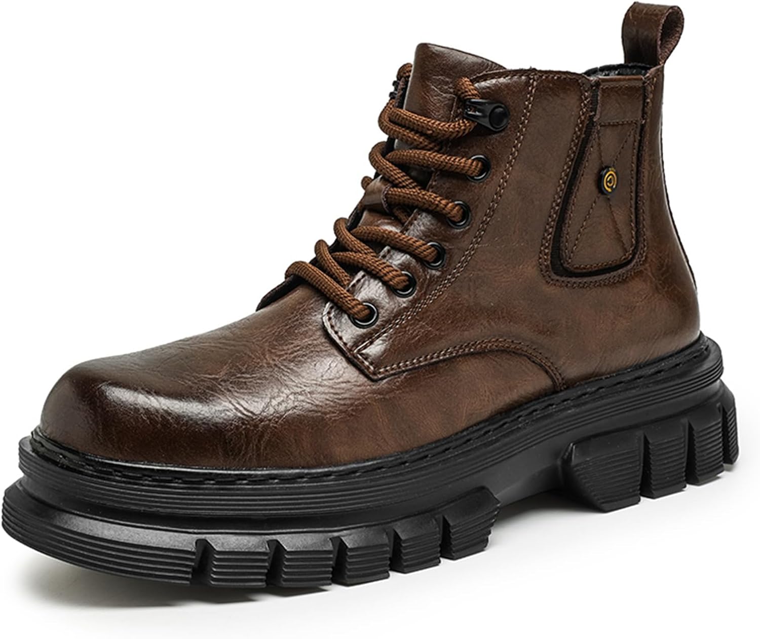 

Мужские туфли-оксфорды на шнуровке из натуральной кожи с платформой, толстой ребристой подошвой, ручной строчкой Tixewsjh, коричневый