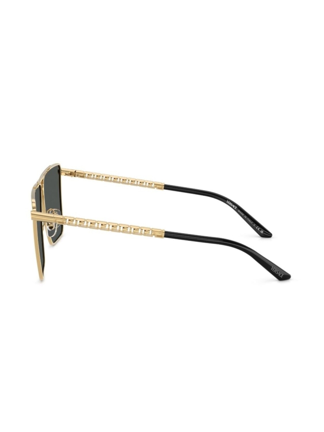Versace Eyewear солнцезащитные очки Tubular Greca в квадратной оправе, золотой — фото 3