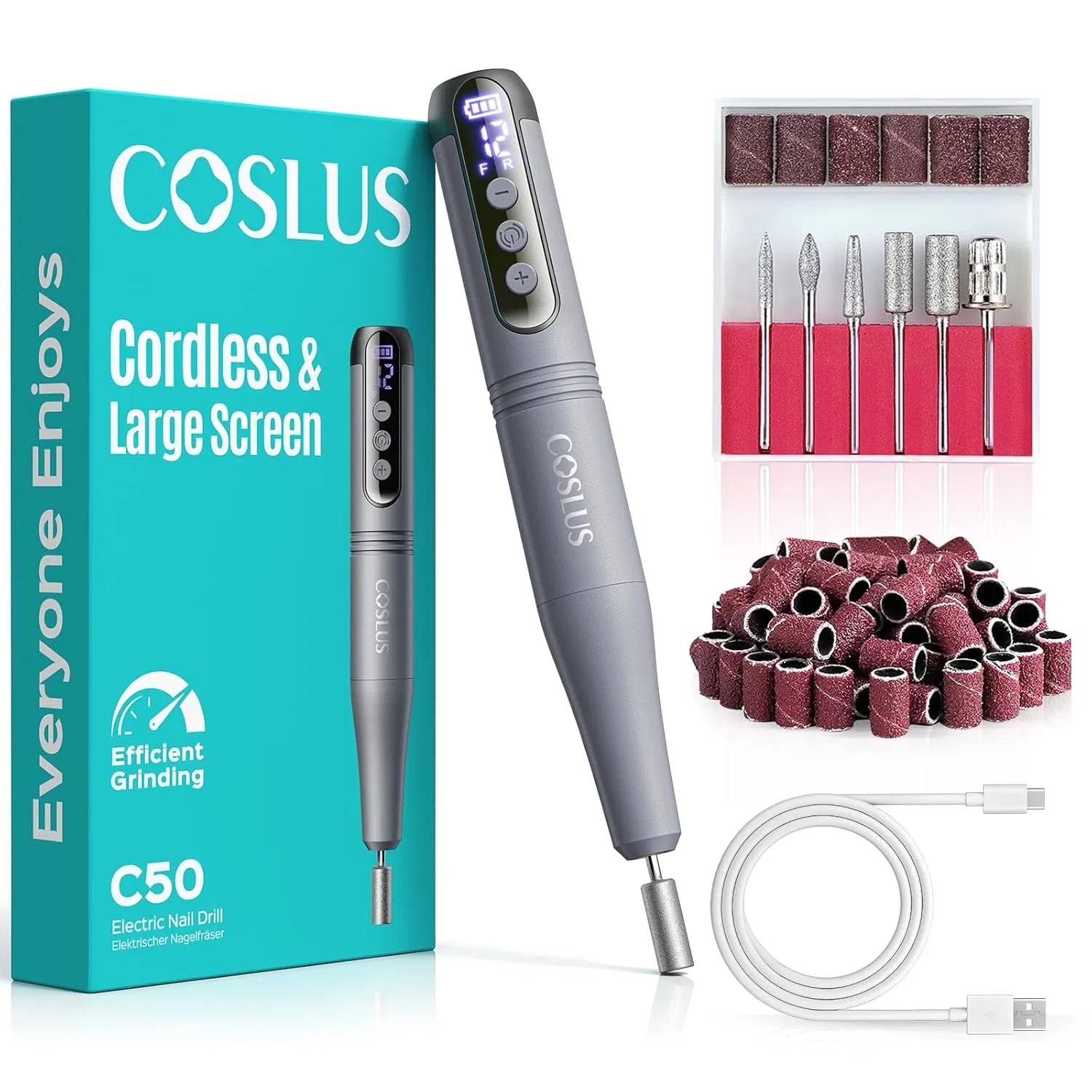 Беспроводная электрическая пилка для ногтей COSLUS C50 Coslus, Darkgray