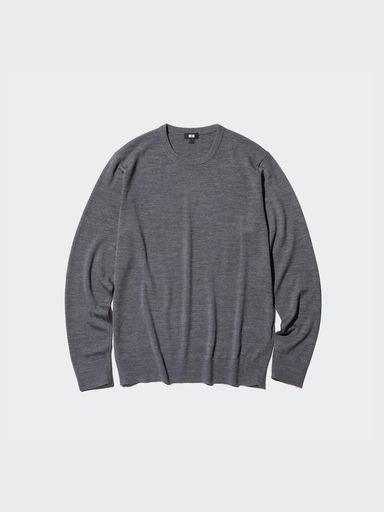 Джемпер с круглым вырезом из 100% мериносовой шерсти Uniqlo, цвет 57 зеленый зеленый — фото 4