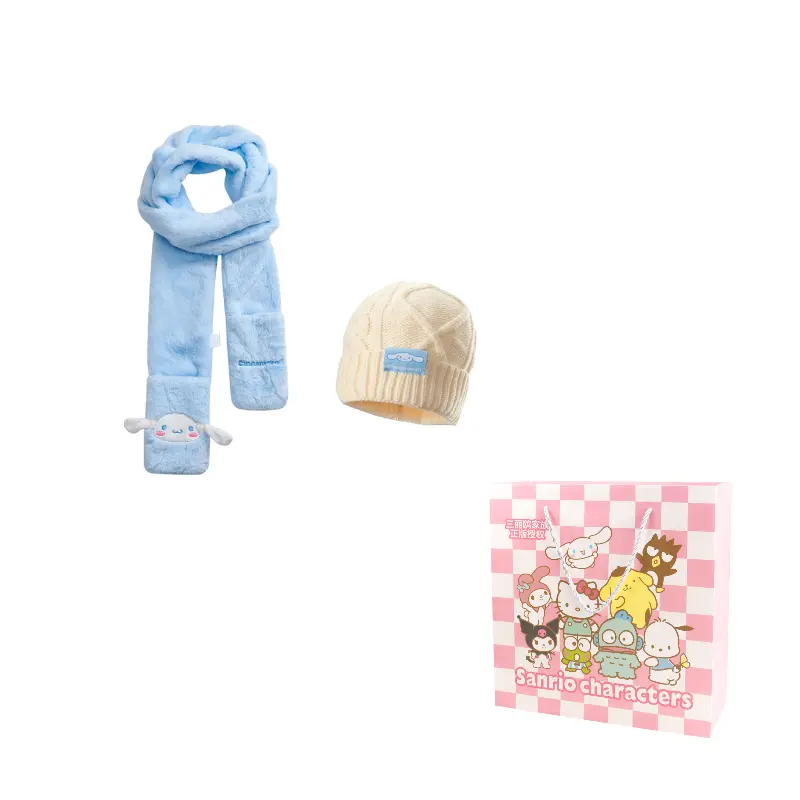

Sanrio Полиэстеровый вязаный шарф унисекс, Cinnamoroll Knit Scarf+Beanie