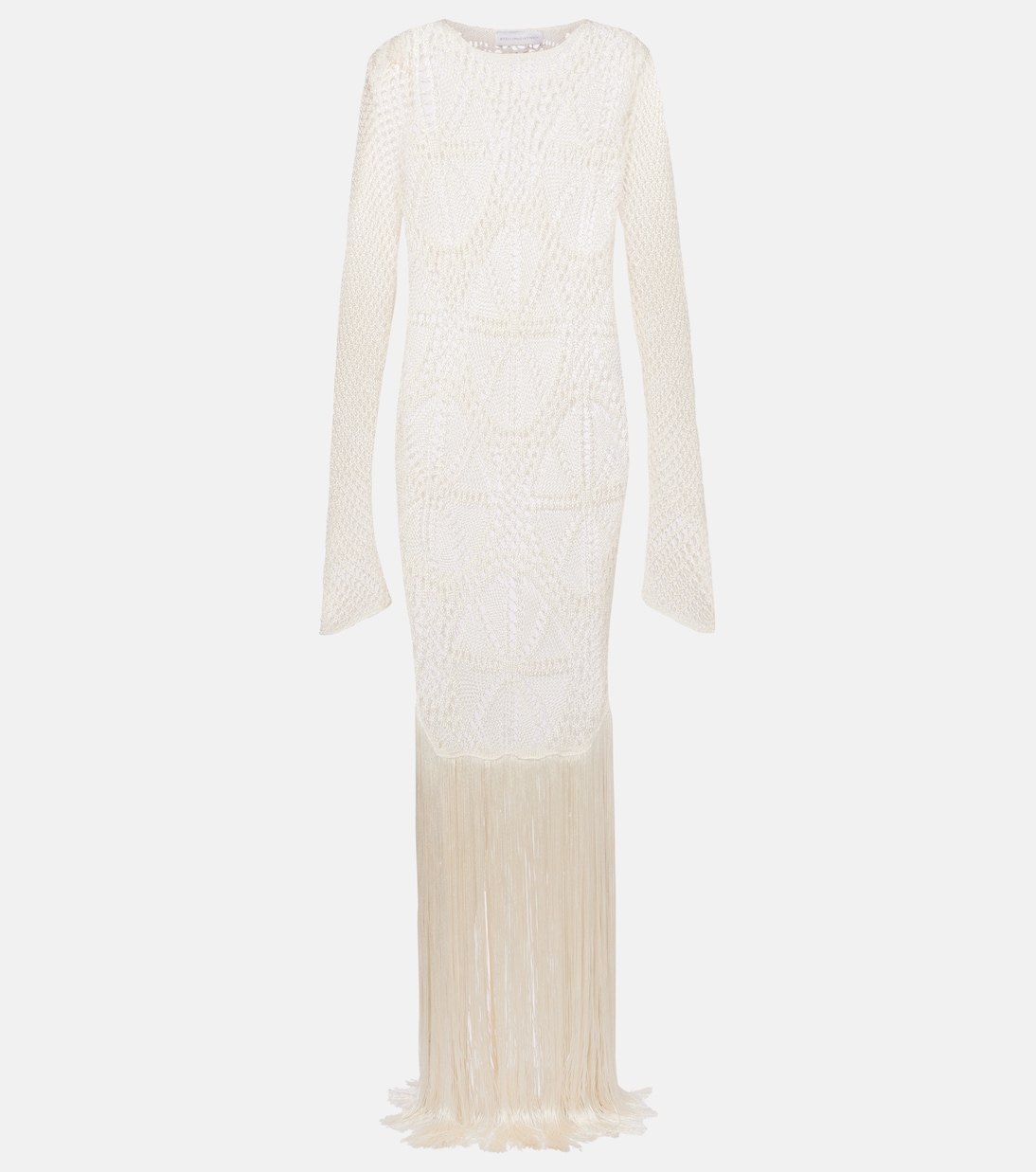 

Длинное платье с бахромой, связанное крючком Stella McCartney, Natural