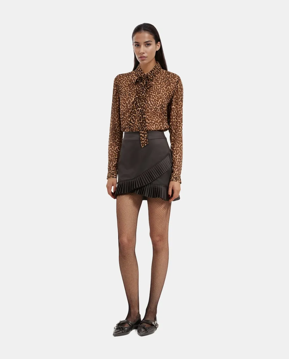 

Короткая атласная юбка The Kooples, черный