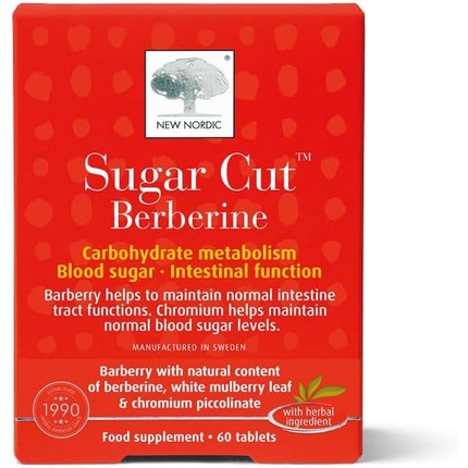 

Новая добавка Nordic Sugar Cut Berberine с экстрактом листьев шелковицы и хромом 60 таблеток New Nordic Ltd