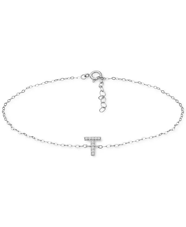 

Браслет на лодыжку с инициалами из стерлингового серебра, украшенный кубическим цирконием, созданный для Macy's. Giani Bernini, t