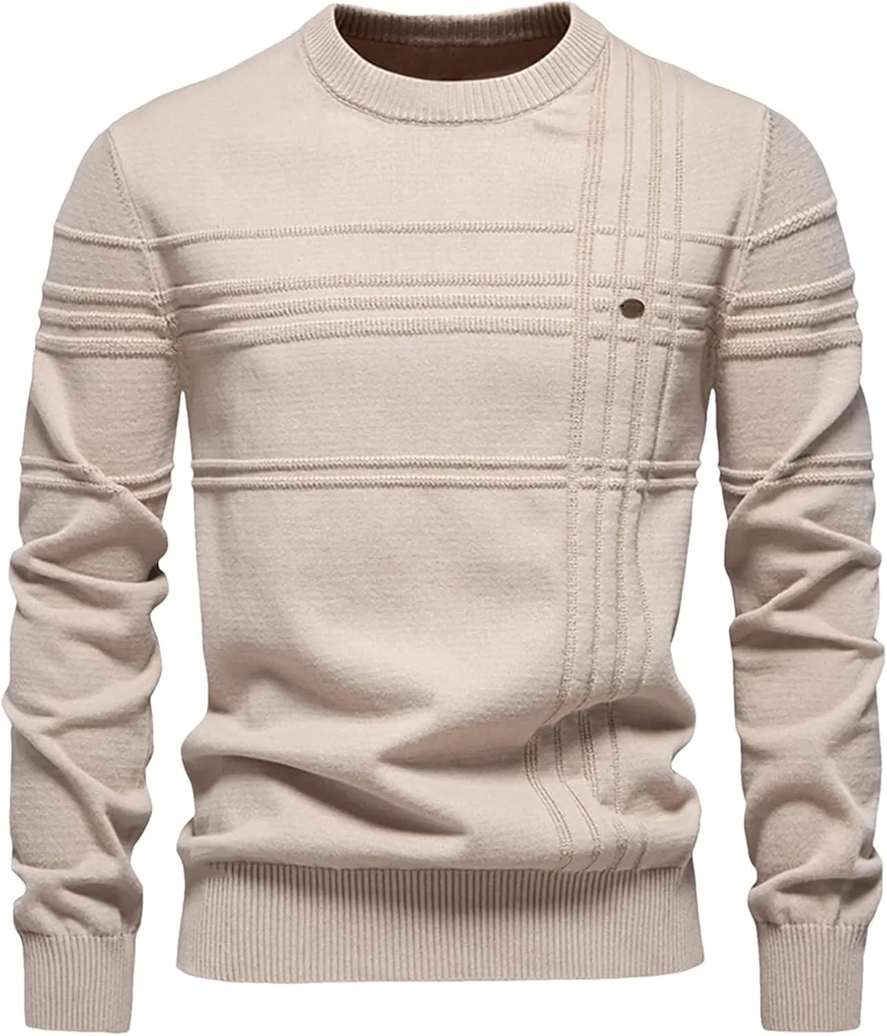 

Мужской свитер-пуловер вязаный хлопковый с полосками