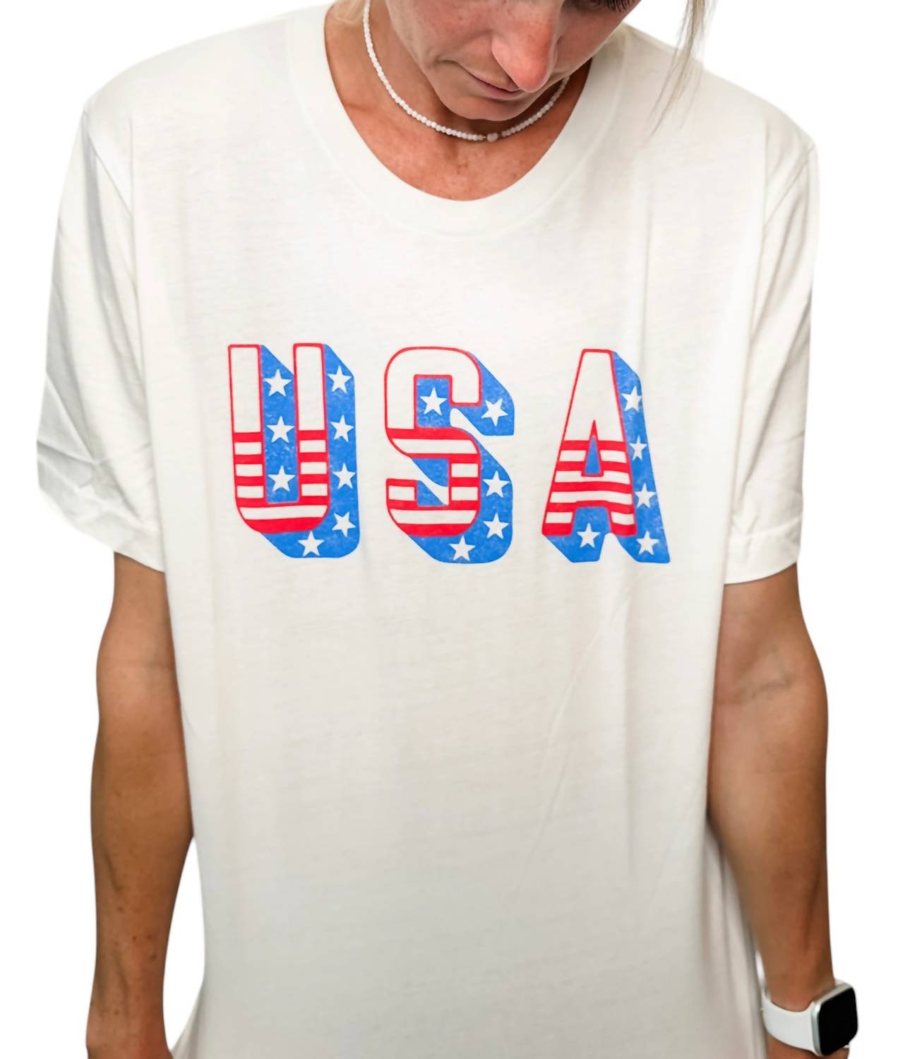 

Женская футболка Usa белого цвета OAT COLLECTIVE