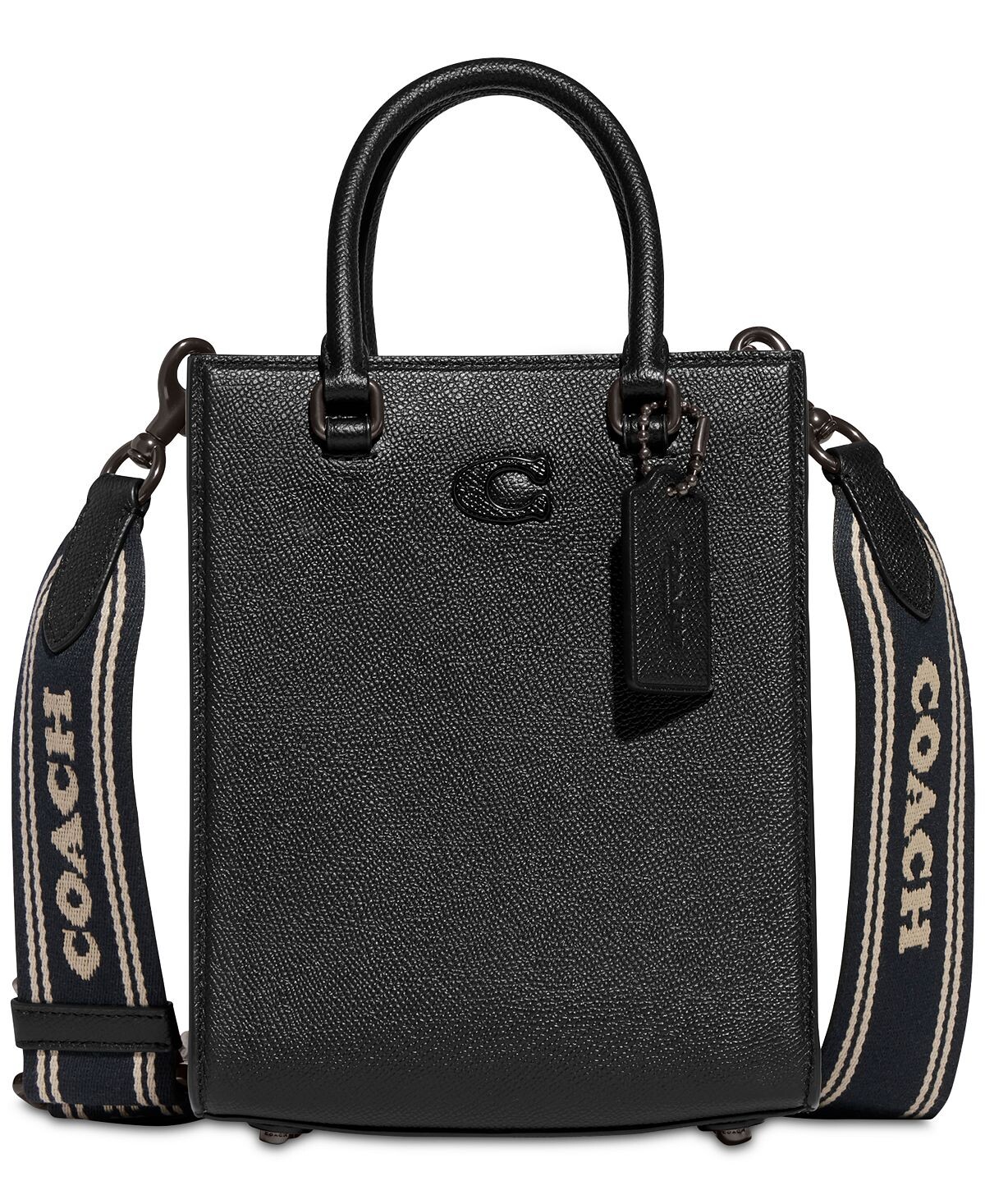

Сумка через плечо Tote 16 из кожи с перекрестной текстурой COACH, черный