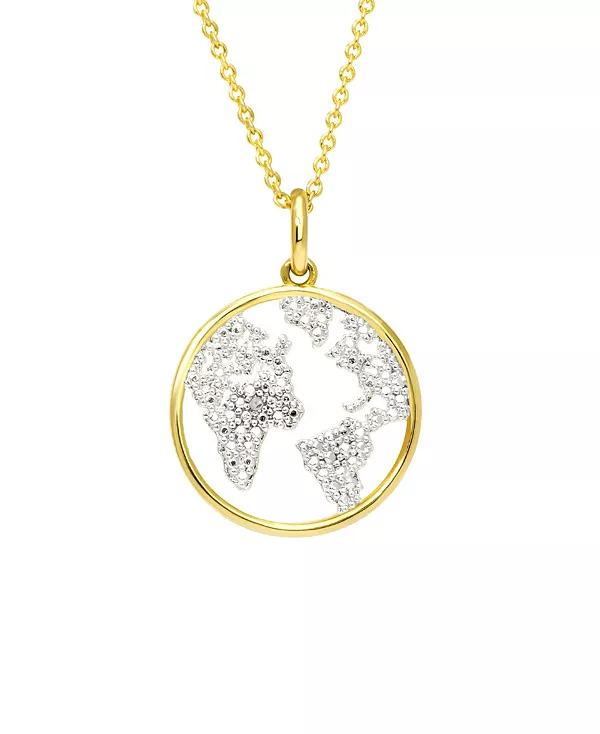 

Позолоченное ожерелье с подвеской в виде карты и бриллиантовым акцентом Macy'S, gold