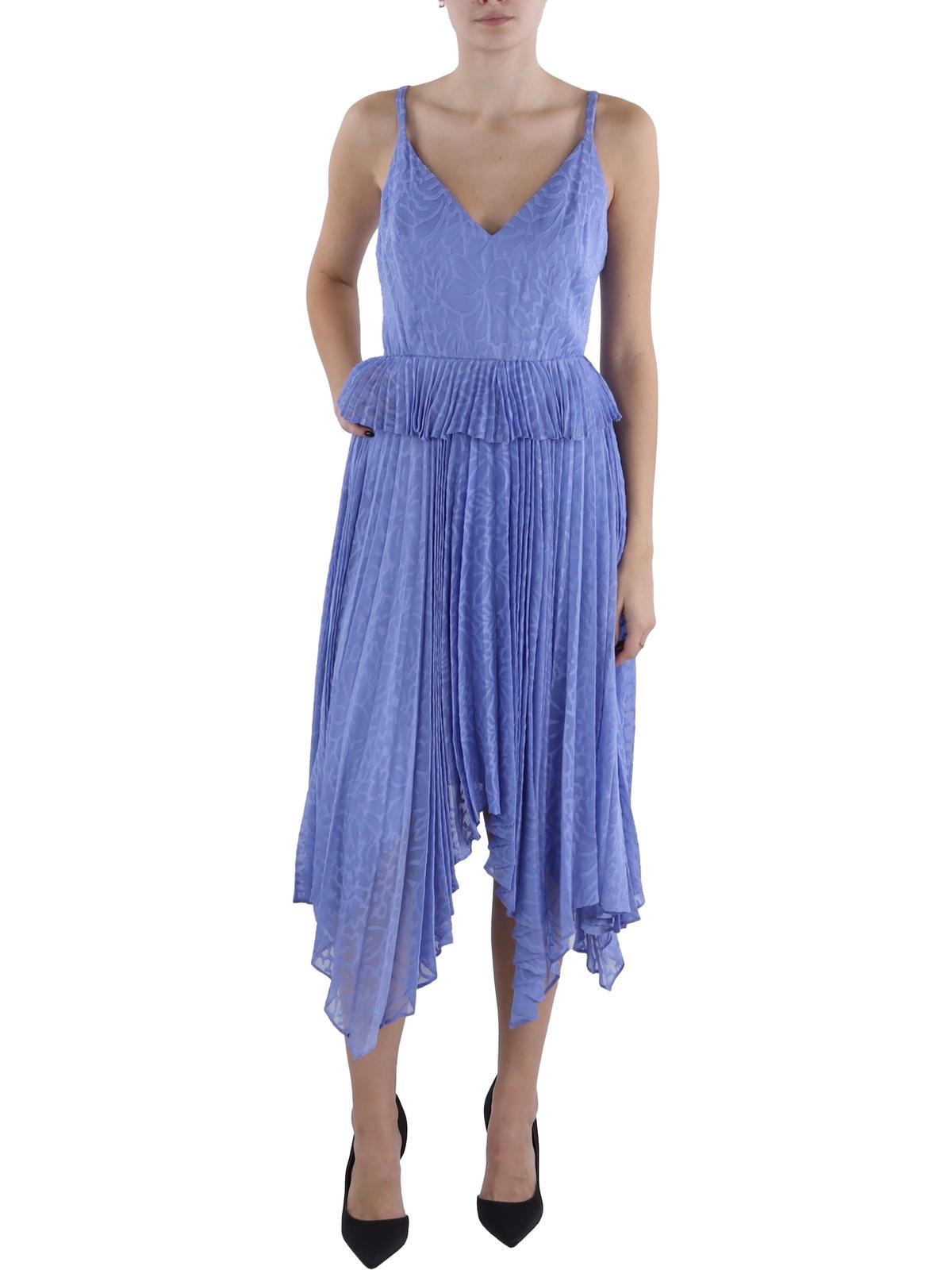 

Женское плиссированное платье миди без рукавов BCBGMAXAZRIA, цвет wedgewood
