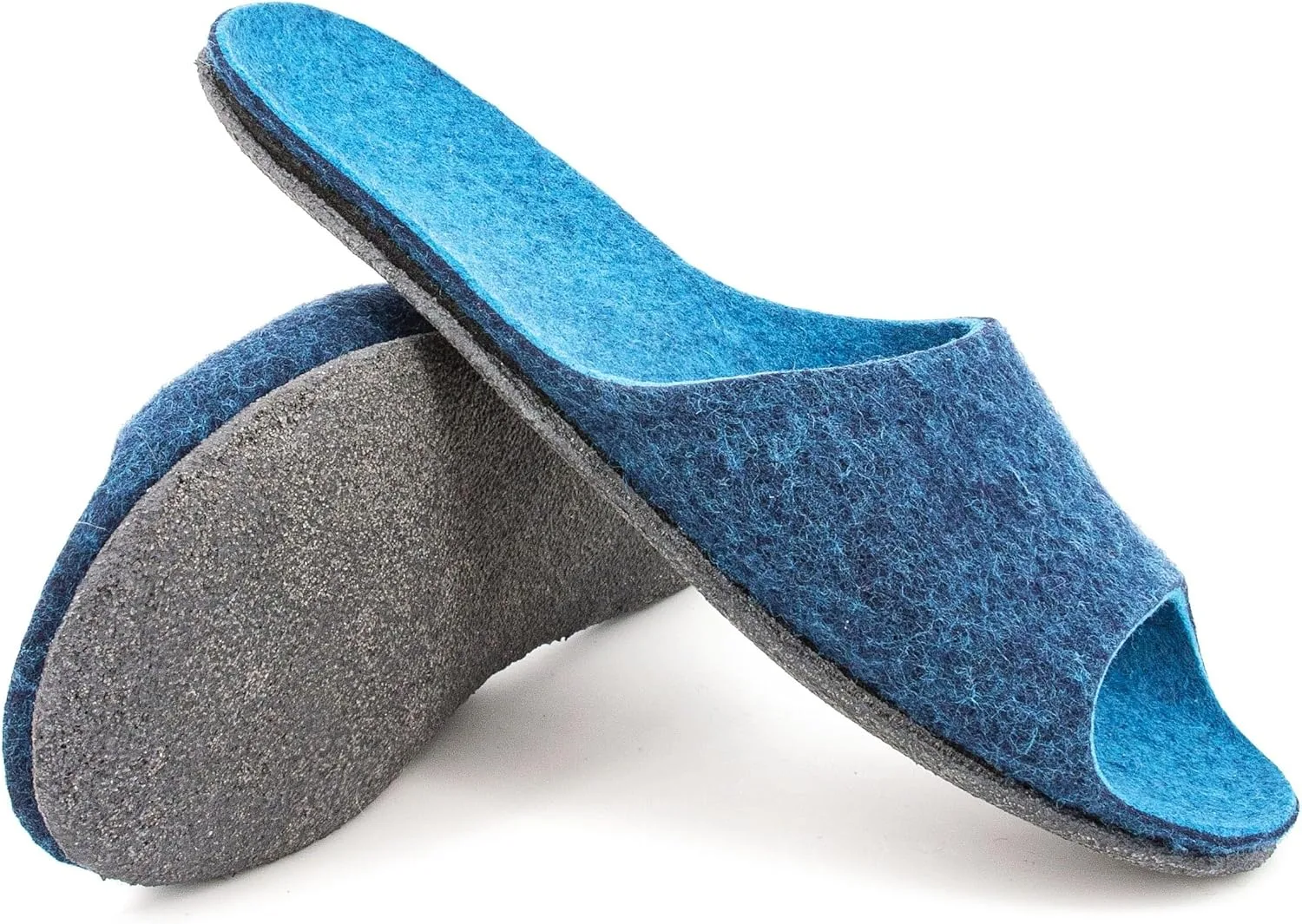 Женские босоножки из шерсти Magicfelt ST 722 - натуральная двухцветная шерсть мериноса | Тапочки с нескользящей анатомической подошвой | Войлочные тапочки унисекс