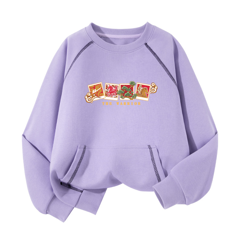 

Детский свитшот с круглым вырезом Moderate WARRIOR, светло-фиолетовый/h chinese fashion trend four-grid