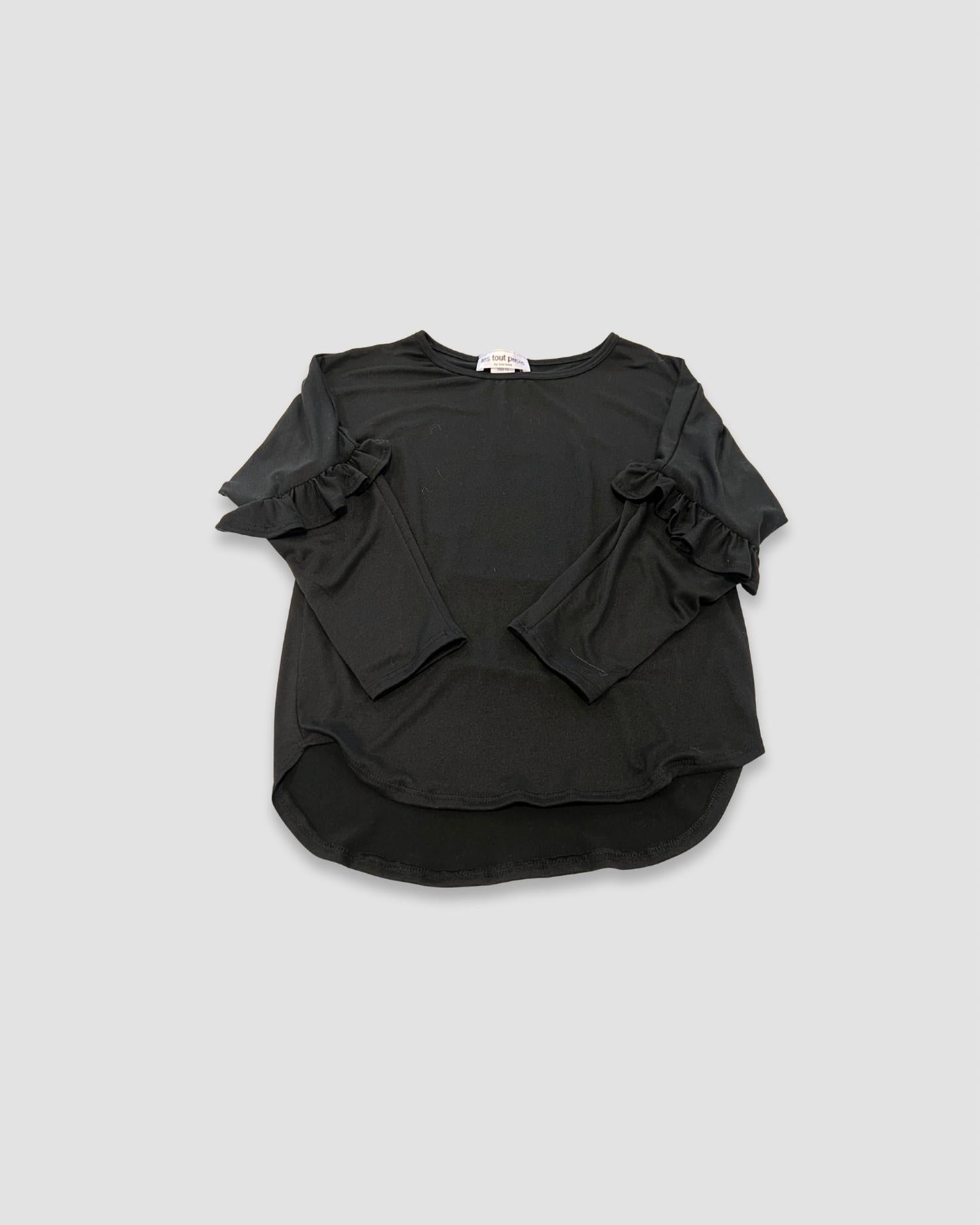 

Туника с оборками на рукавах для девочек, черного цвета Les Tout Petits, черный