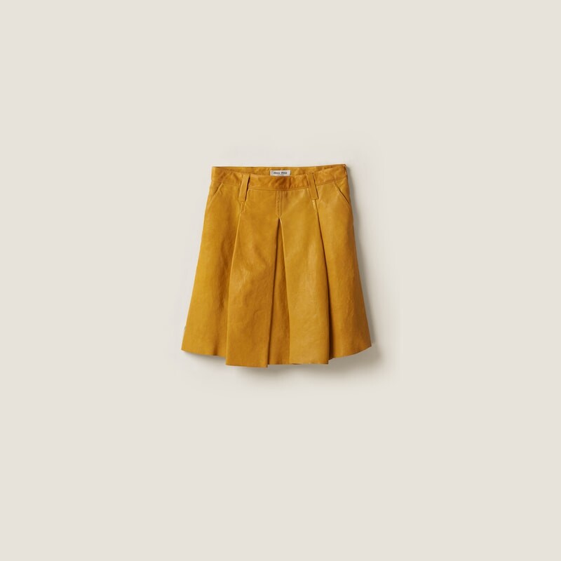 

Юбка из кожи наппа Miu Miu, желтый