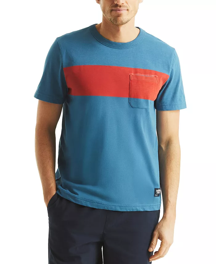 

Мужская футболка с коротким рукавом и полоской на груди Crewneck Nautica, синий