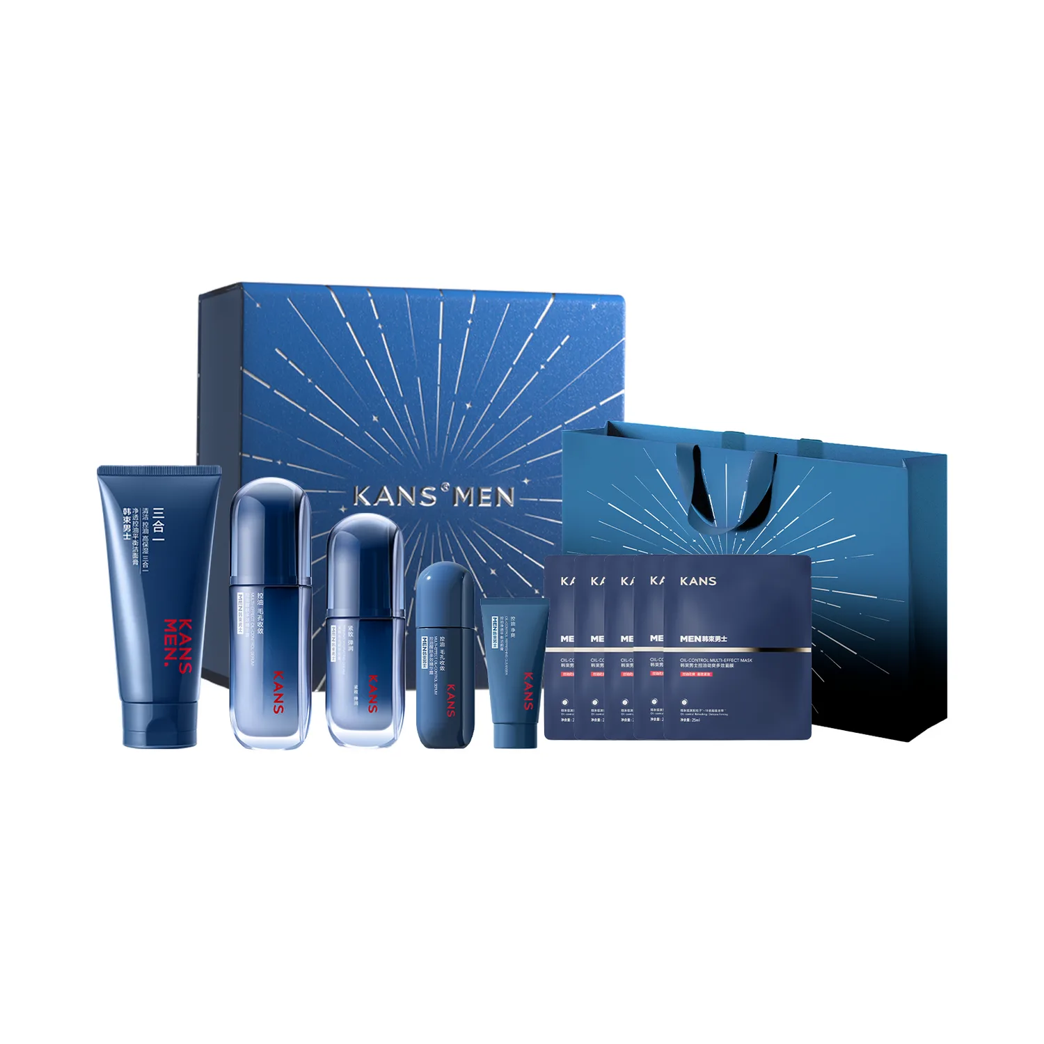 KANS Мужской набор для ухода за кожей увлажняющий и освежающий, Men's Oil Control Refreshing Box[Complimentary Scented Balm-Cerulean Moment] — фото 2