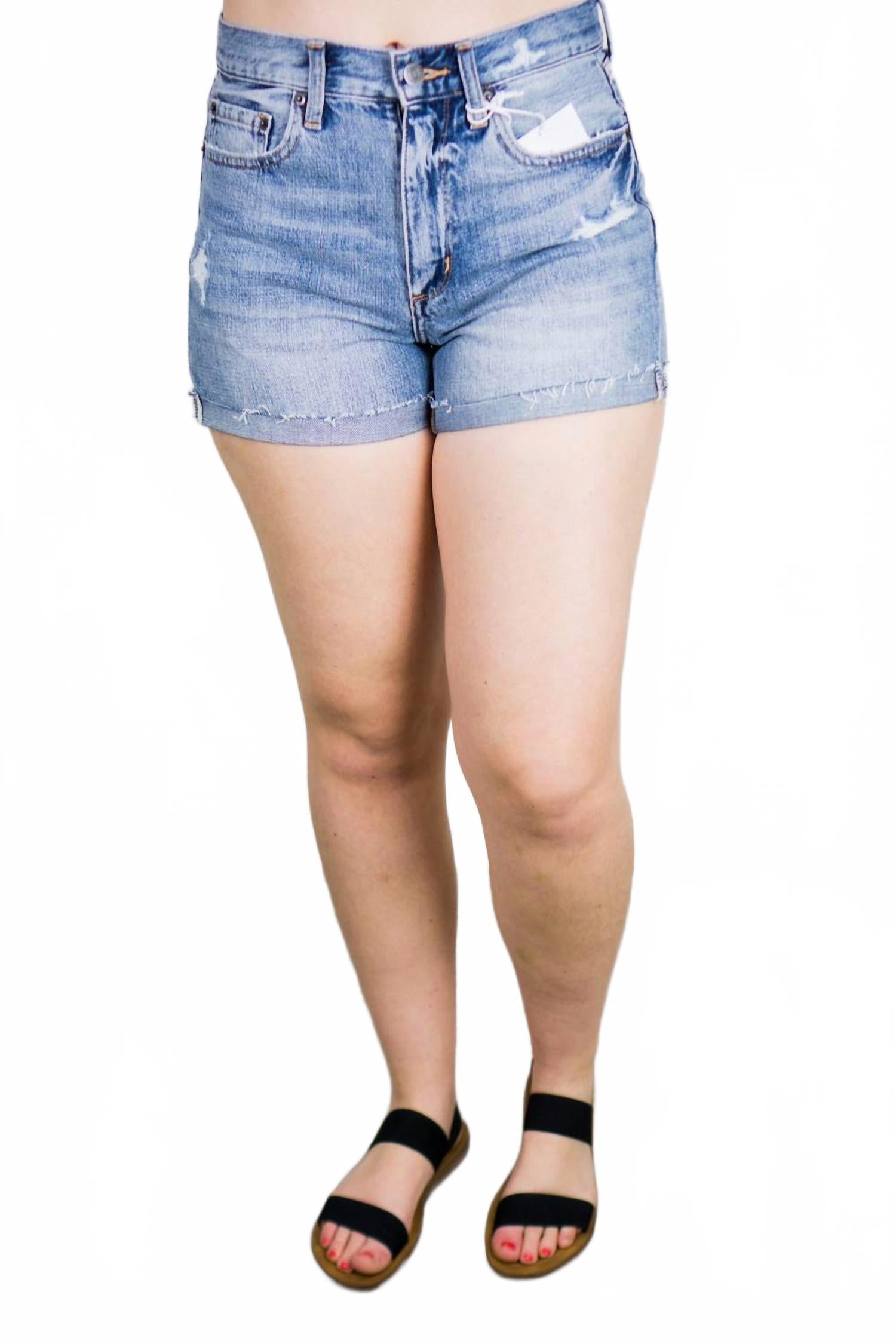 

Женские джинсовые шорты Jamie с высокой посадкой и манжетами в стиле 90-х PISTOLA, синий