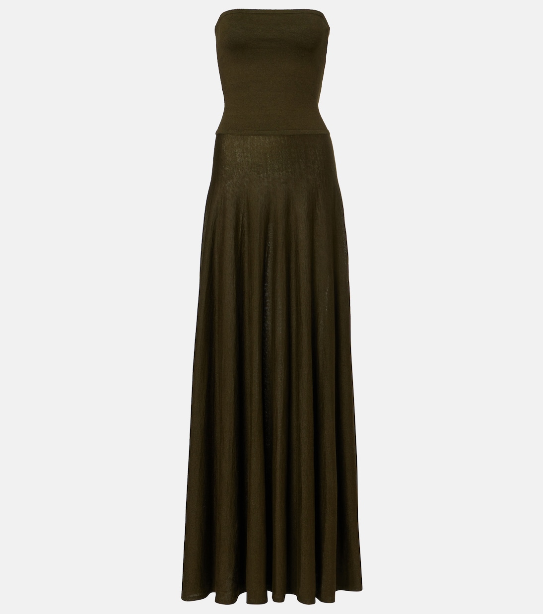 

Платье-бюстье из смесовой льняной ткани Alaïa, оливковый