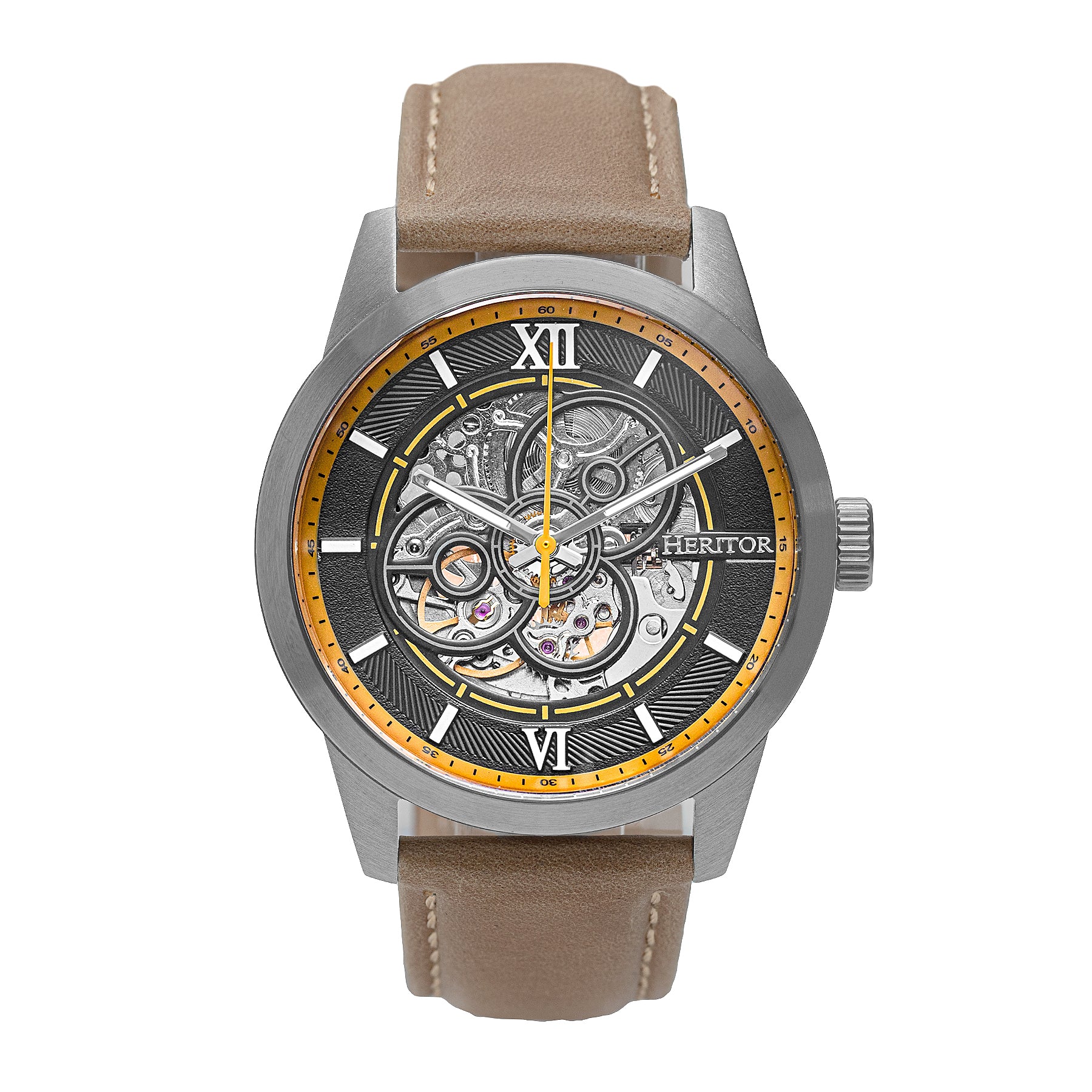 

Часы-скелетоны Jonas с кожаным ремешком Heritor Automatic, цвет bronze
