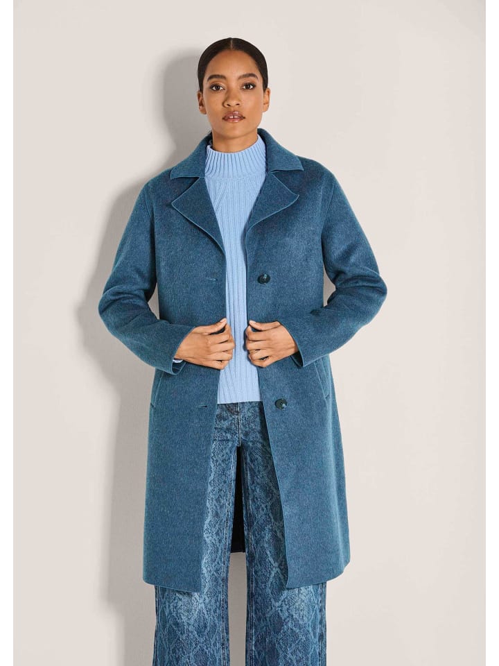 

MADELEINE Элегантное шерстяное пальто с отложным воротником, нежно-голубого/меланжевого цвета