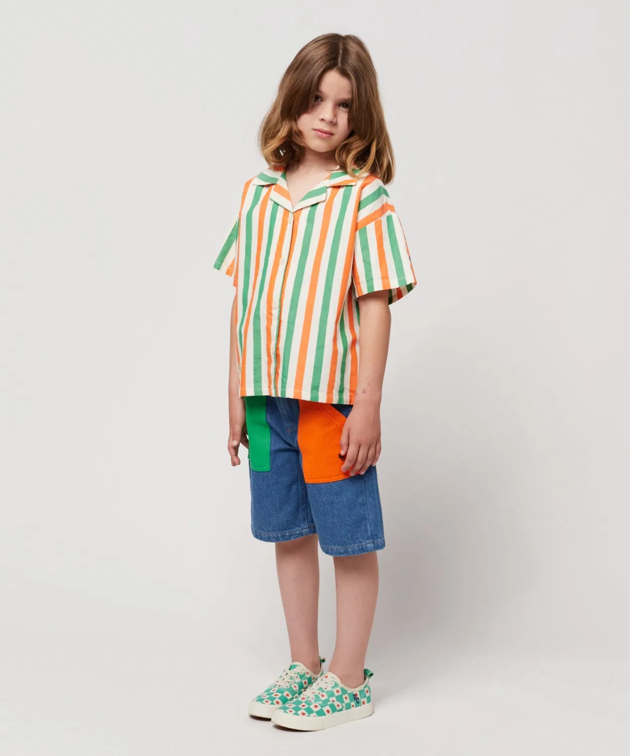 Шорты джинсовые Color Block Bobo Choses, 76% хлопок, 24% переработанный хлопок, синий — фото 3