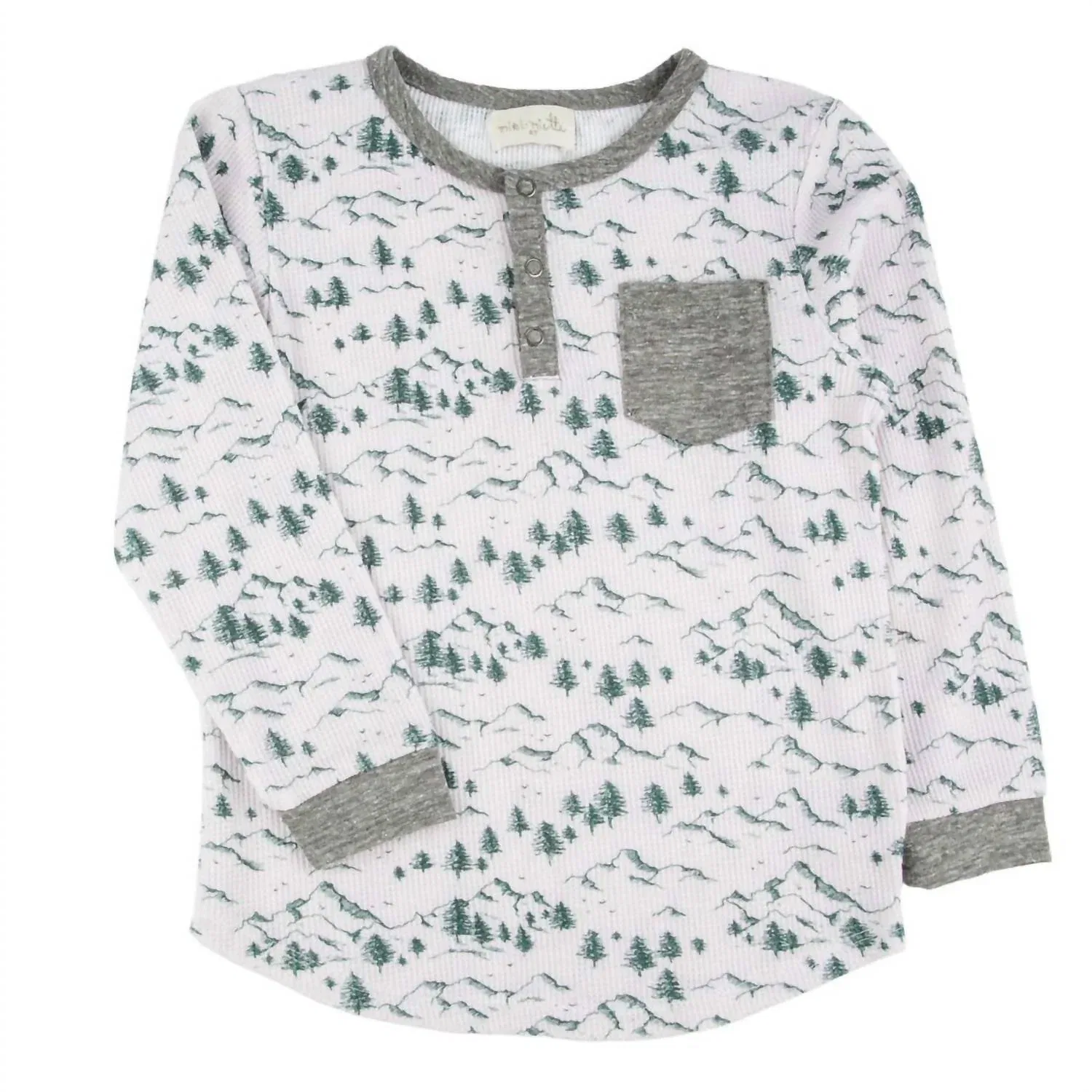 Детская футболка-поло Parker Waffle Henley Top в альпийском стиле Miki Miette, Alpine